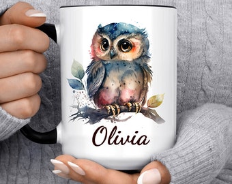 Mug hibou personnalisé, idée cadeau personnalisée