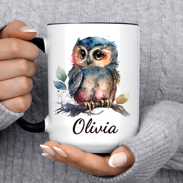 Mug hibou personnalisé, idée cadeau personnalisée