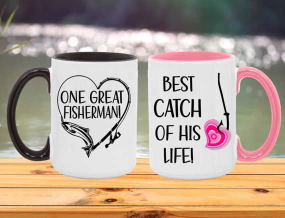 Couple Gifts, Great Fisherman Best Catch Couples Mug Set, Fishing