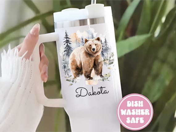 Custom Bear Lover Gift, Personalized Bear Tumbler 40oz