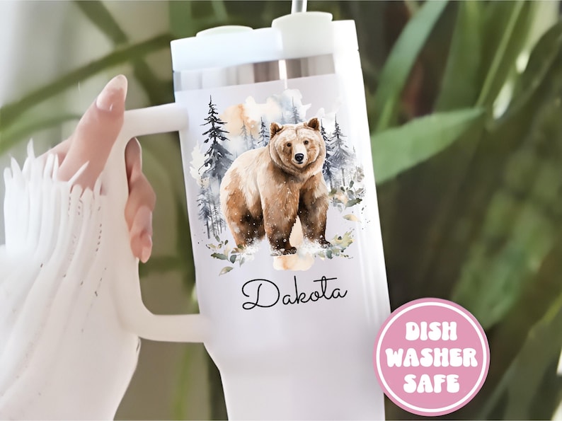 Custom Bear Lover Gift, Bear Tumbler, Bear Gifts, Bear Cup Wildlife Tumbler, Personalized Bear Gift 40oz Tumbler, Outdoor Tumblers Hiking