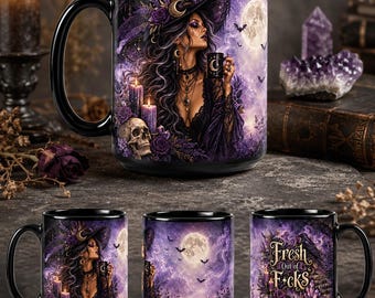 Fresh Out Of F*cks Witch Mug,  Witchy Gift, Empowerment Spooky Season Mugs
