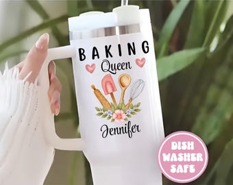 Personalized Baking Queen 40oz Tumbler, Baker Gift for Her