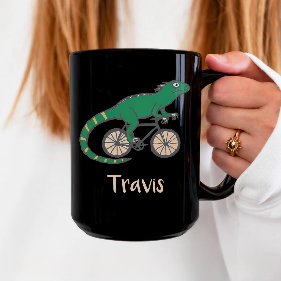 Funny Iguana Mug, Iguana Lover Mugs, Iguana on a Bike, Retro Reptile ...