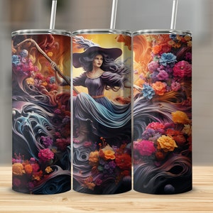 Vaso brujo, Temporada espeluznante, Temática de Halloween, Vaso flaco de 20 oz, Colores de otoño, Idea de regalo