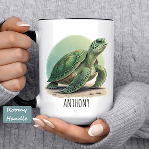 Sea Turtle Custom Mug, Personalized Gifts for Him or Her, Ocean Lover Gifts, Beach Theme Coffee Cup Gift Idea, Coastal Mugs, Cute Turtle Mug