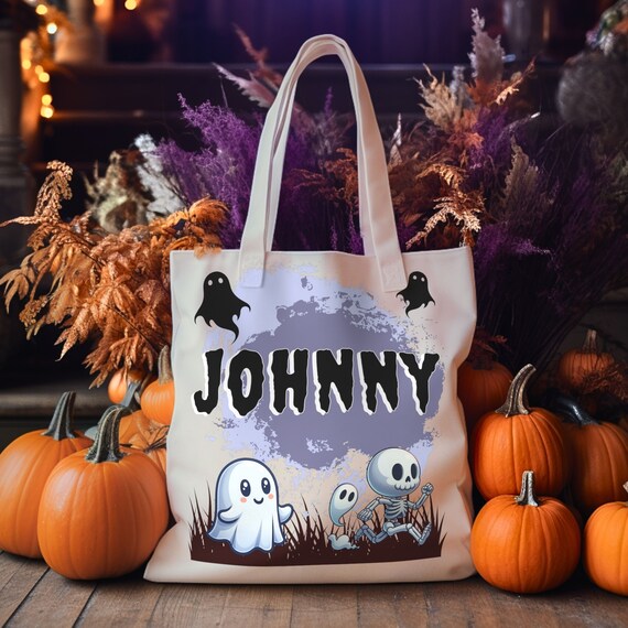 Trick-or-treat Bag, Custom Name, Personalized Halloween Tote Bag