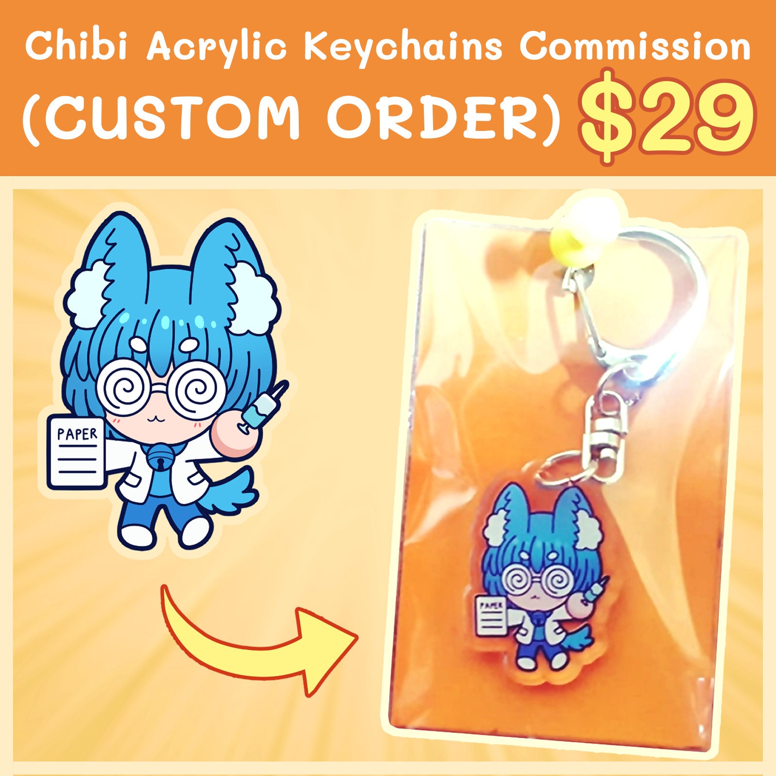 Chibi Acrylic Keychains Commission (Double-Sided Charm)(CUSTOM ORDER)