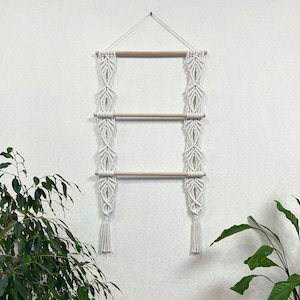 Appendiabiti Macrame, stoccaggio appeso a parete macramè, organizzazione accessori appendiabiti da parete, organizzazione accessori appendiabiti da parete boho, arte murale