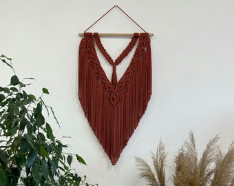 Terracotta macrame wall hanging, rusty macrame, wall hanging, terracotta macrame backdrop, rusty macrame art, macrame wall decor, wall art