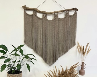 Minimalist macrame wall hanging, large brown macrame wall hanging decor, macrame backdrop, macrame headboard, boho macrame wall decor