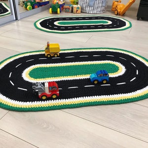 Crochet road rug pattern, Handmade nursery rug, Carpet for kids’ room, Pattern for crochet nursery rug, Rug for boy's room, DIY crochet rug