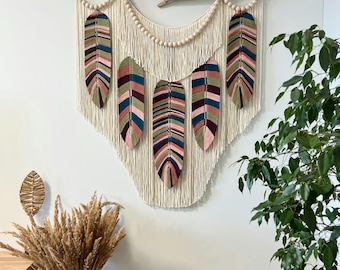 Large macrame feathers, macrame leaves, macrame wall hanging, boho leaves, macrame leaves wall hanging, macrame leaf wall decor, feather art