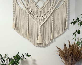 Extra large macrame wall hanging with tassels, Boho wall decor, Housewarming gift, Bohemian wall art