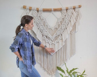 Large macrame wall hanging with fringe woven wall art  wall hanging decor