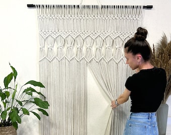 Cortina de macramé para ventana Separador de puerta de macramé Cortina de macramé estilo boho Cortina de puerta de macramé Cortina de puerta estilo boho Cortina divisoria de ambientes de macramé