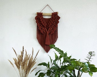 Terracotta macrame wall hanging, rusty macrame, wall hangings, terracotta macrame backdrop, rusty macrame art, macrame wall decor, wall art