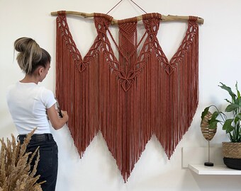 Extra large terracotta  macrame wall hanging, rusty macrame, wall hangings, large macrame wall hanging, terracotta macrame backdrop