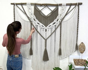 Extra large macrame wall hanging with tassels, big macrame, boho wall decor, macrame decor, housewarming gift, modern macrame, wall art