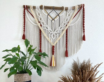 Large macrame wall hanging with tassels, colored macrame decor, boho wall decor, housewarming gift, macrame backdrop, bohemian wall art