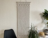 Macrame wall hanging, woven macrame decor, macrame headboard, macrame backdrop, macrame mural, weaving tapestry, straight macrame wall art