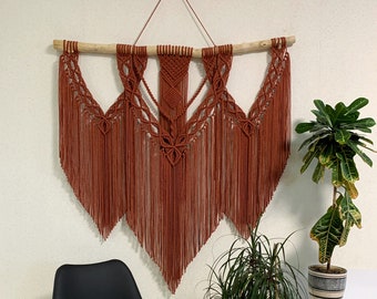 Terracotta  macrame wall hanging, rusty macrame, wall hangings, large macrame wall hanging, terracotta macrame backdrop, rusty macrame art