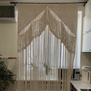 Macrame window curtain of two pieces Macrame doorway divider Boho macrame curtain Macrame boho doorway curtain Macrame room divider curtain