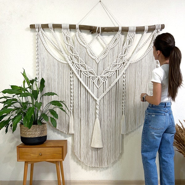 Extra large macrame wall hanging with tassels, big macrame, boho wall decor, macrame decor, housewarming gift , modern macrame, wall art