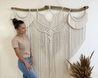 Extra large macrame wall hanging with fringe, big macrame, boho wall decor, macrame decor, housewarming gift , large macrame backdrop