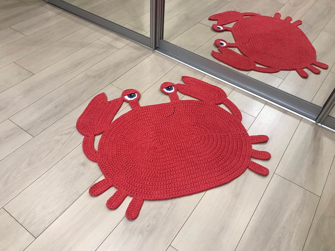 Crab Rug Kid's Mat Nursery Mat Crab Mat Nautical Style Rug - Etsy