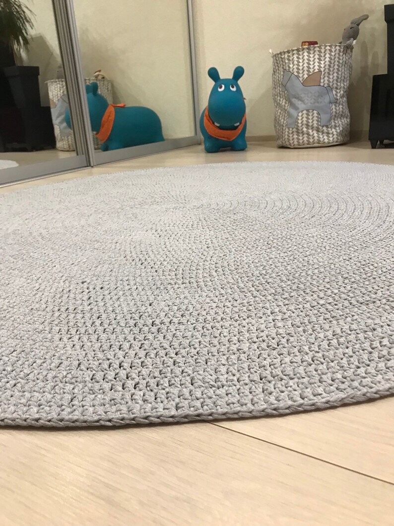 Gray Circle Rug Crochet Round Rug Round Rug Door Rug Round Etsy
