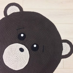 Brown teddy bear rug, Nursery rug, Rug for kids, Baby rug, Kids mat, Carpet for kids, Crochet carpet, Crochet mat, Teddy bear kids room rug image 5