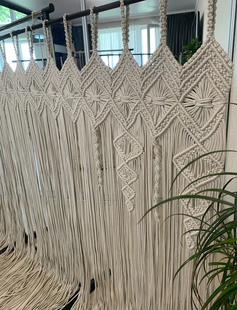 Large Macrame Room Divider Curtain Macrame Window Curtain Etsy