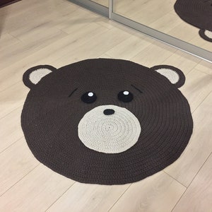 Brown teddy bear rug, Nursery rug, Rug for kids, Baby rug, Kids mat, Carpet for kids, Crochet carpet, Crochet mat, Teddy bear kids room rug image 9