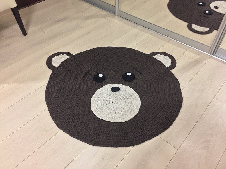 Brown teddy bear rug, Nursery rug, Rug for kids, Baby rug, Kids mat, Carpet for kids, Crochet carpet, Crochet mat, Teddy bear kids room rug image 9