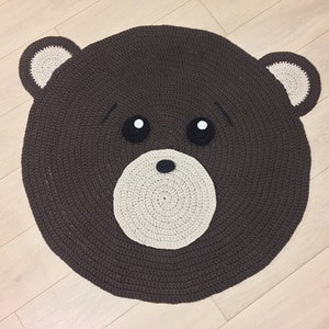 Brown teddy bear rug, Nursery rug, Rug for kids, Baby rug, Kids mat, Carpet for kids, Crochet carpet, Crochet mat, Teddy bear kids room rug image 6