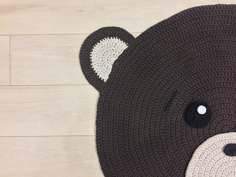 Brown teddy bear rug, Nursery rug, Rug for kids, Baby rug, Kids mat, Carpet for kids, Crochet carpet, Crochet mat, Teddy bear kids room rug image 8