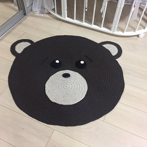 Brown teddy bear rug, Nursery rug, Rug for kids, Baby rug, Kids mat, Carpet for kids, Crochet carpet, Crochet mat, Teddy bear kids room rug image 3
