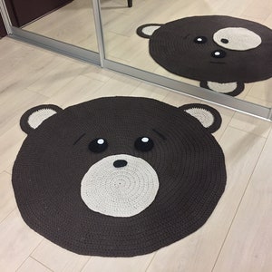 Brown teddy bear rug, Nursery rug, Rug for kids, Baby rug, Kids mat, Carpet for kids, Crochet carpet, Crochet mat, Teddy bear kids room rug image 7