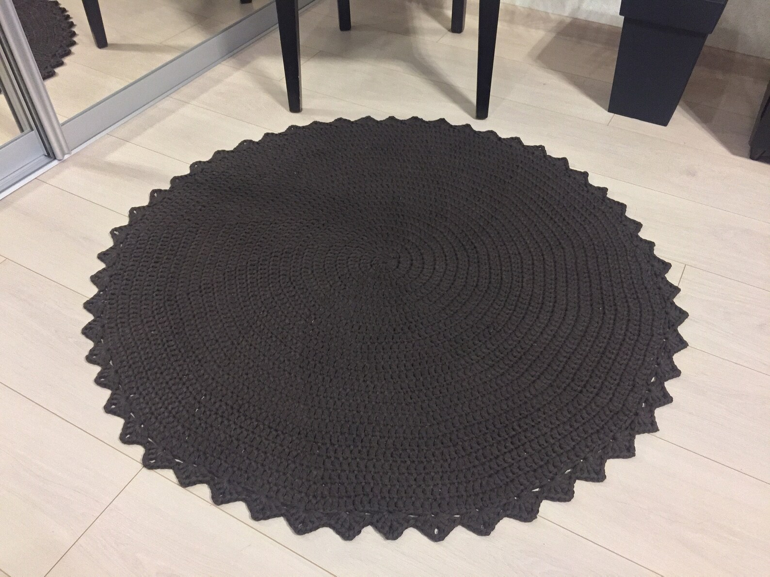 Brauner runder Teppich Gehäkelt Rundteppich Rundteppich | Etsy