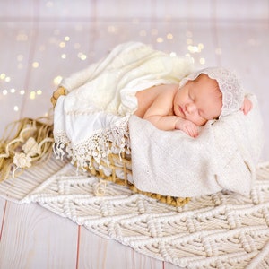 Makramee Neugeborenen Requisiten, Neugeborenen Teppich, Neugeborenen Fotografie Requisiten, Boho-Dekor, Makramee-Dekor, Decke, Decke, Boho Teppich