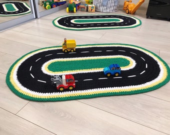 Race road track Toddler play mat Play mat car Race car track Rug for boy's room Carpet for boy Rug for kids Road carpet Nursery rug