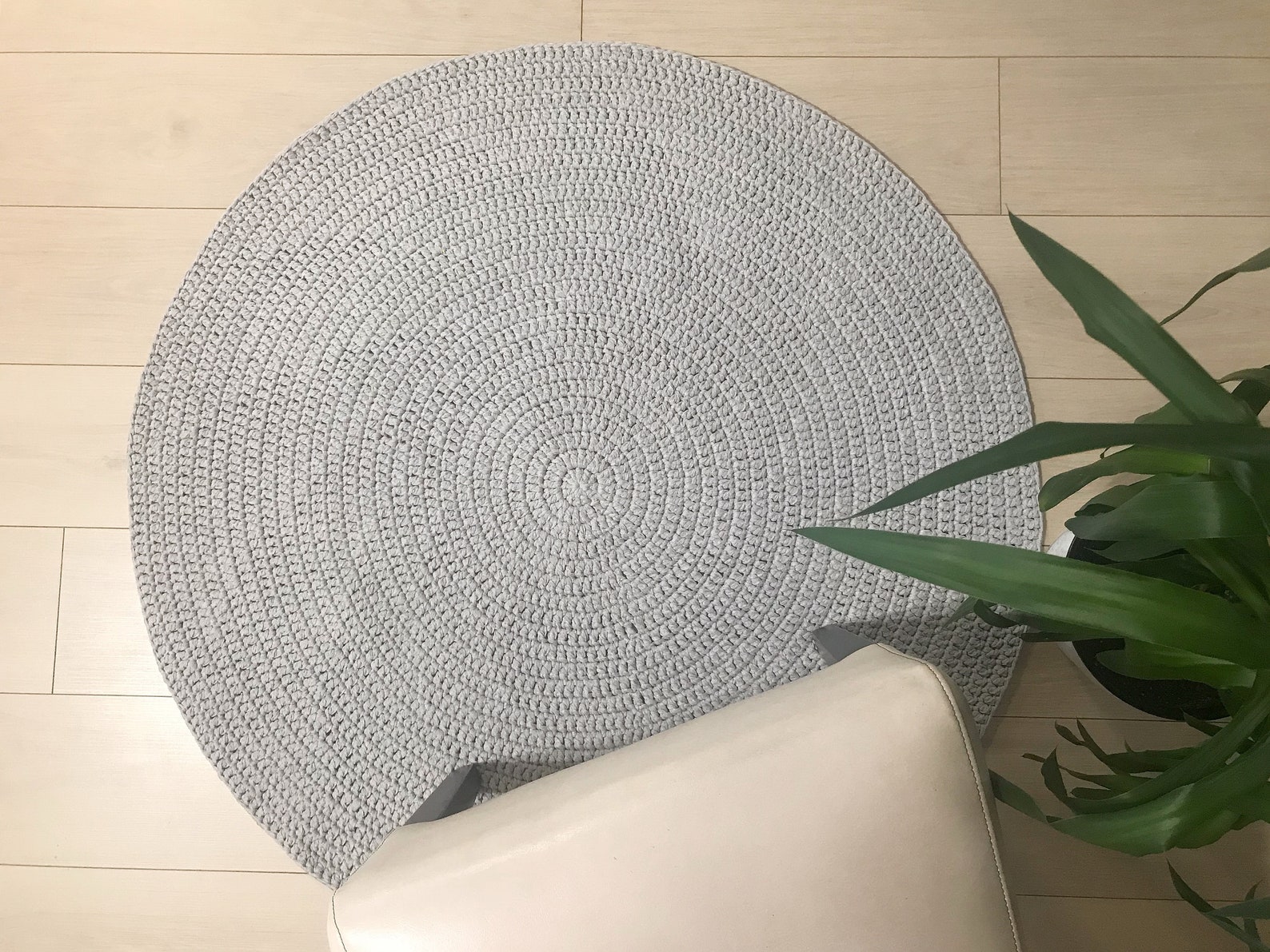 Gray Circle Rug Crochet Round Rug Round Rug Door Rug Round Etsy