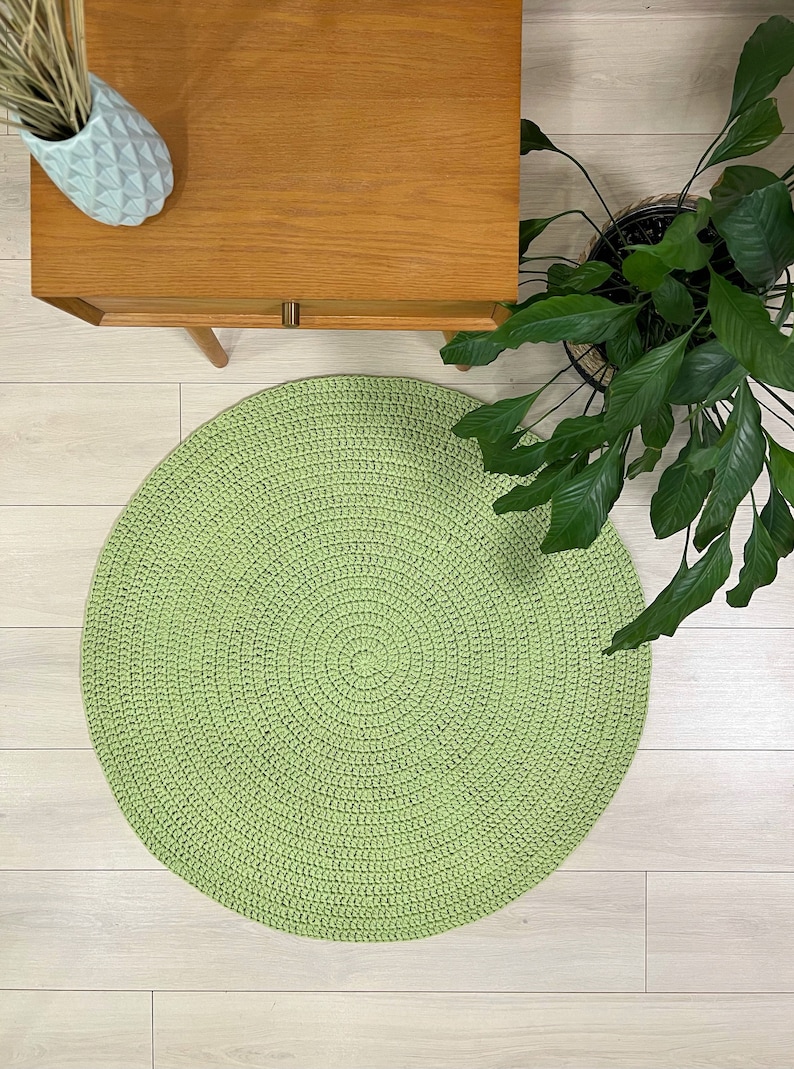 Green Circle Rug Crochet Round Rug Door Mat Round Carpet | Etsy