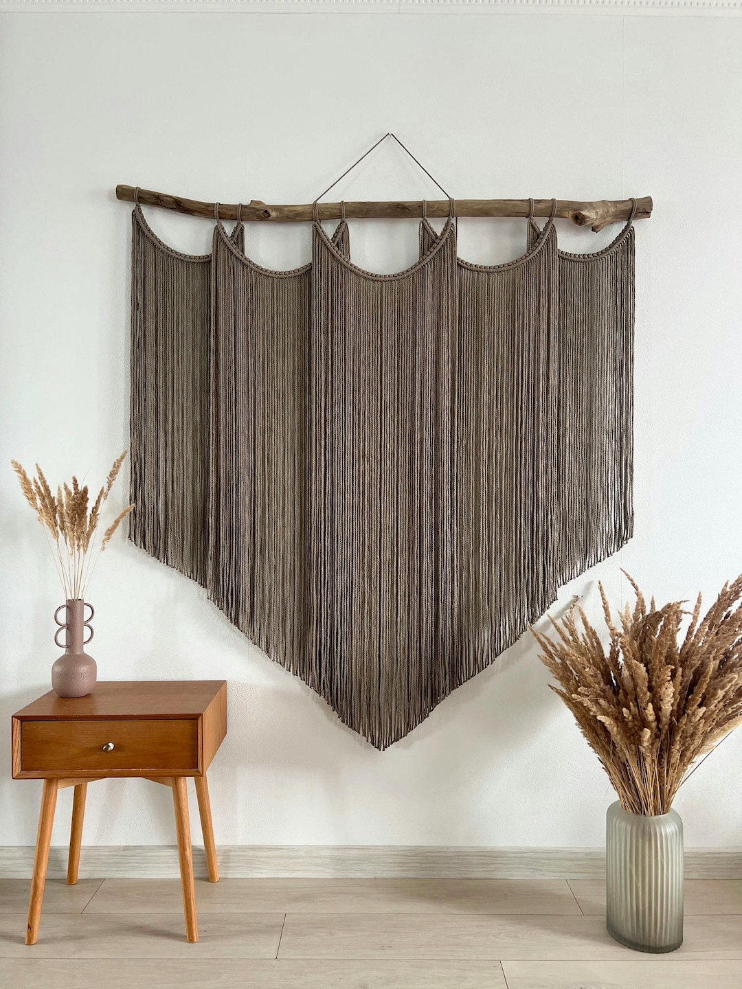 Image result for Extra Large Minimalist Macrame Wall Hanging, Large Brown Macrame Wall ...