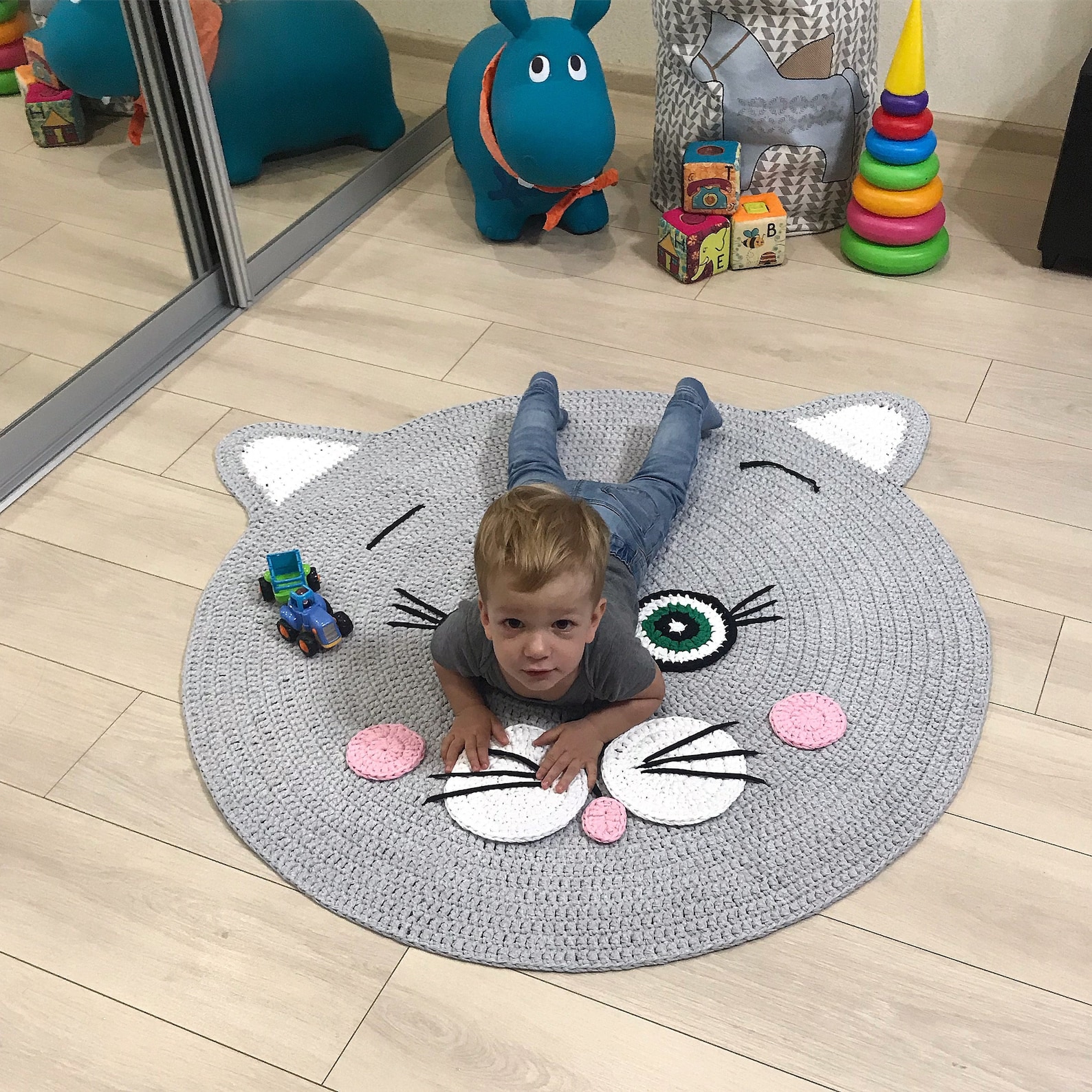 Nursery Crochet Cat Rug Animal Circle Rug Rug for Kids Room Etsy