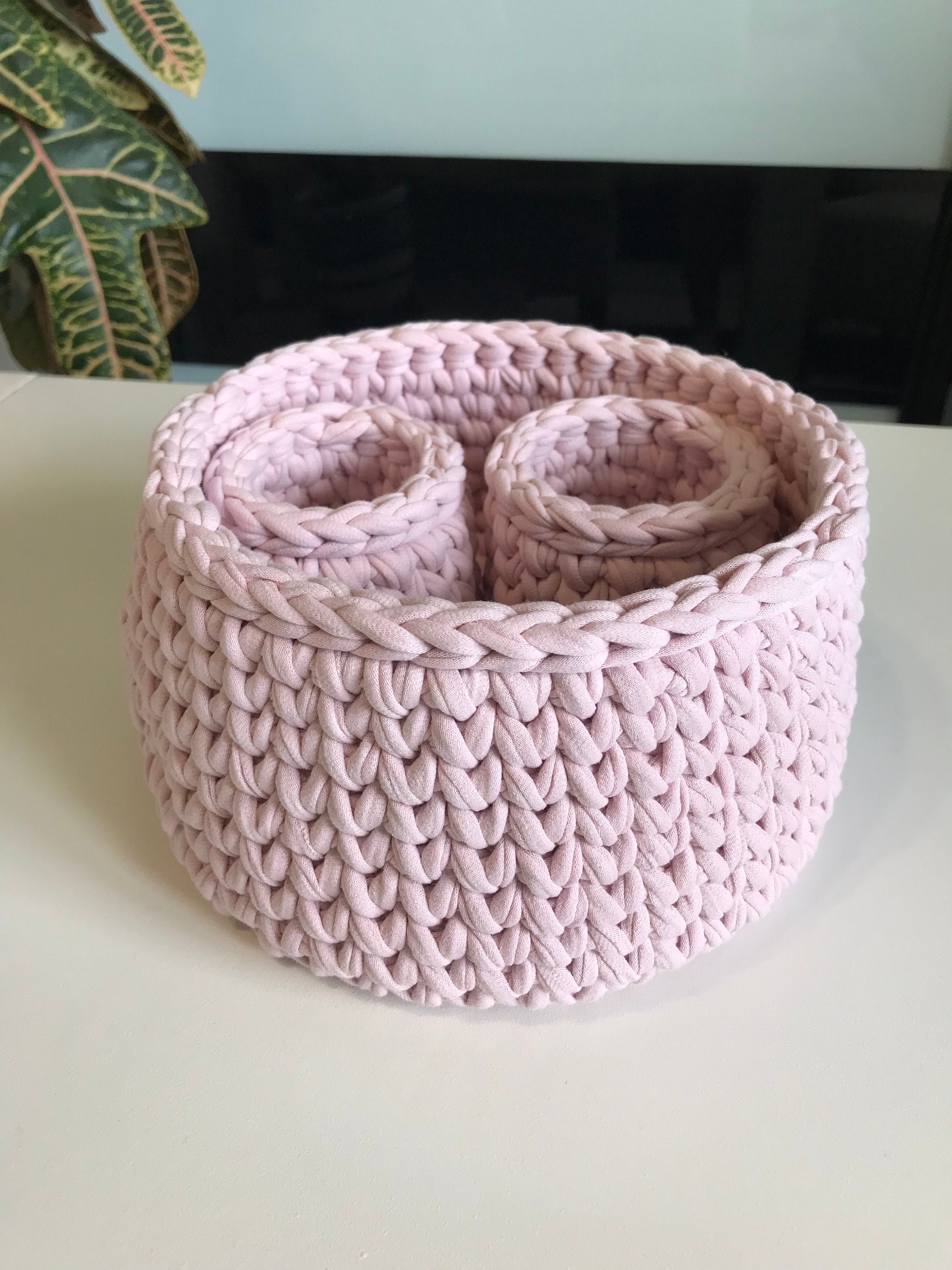 Pink baskets set of baskets storage baskets bathroom Etsy