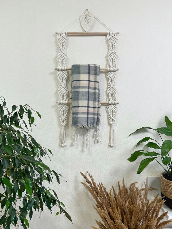 Colgador de macramé, almacenamiento para colgar en la pared de