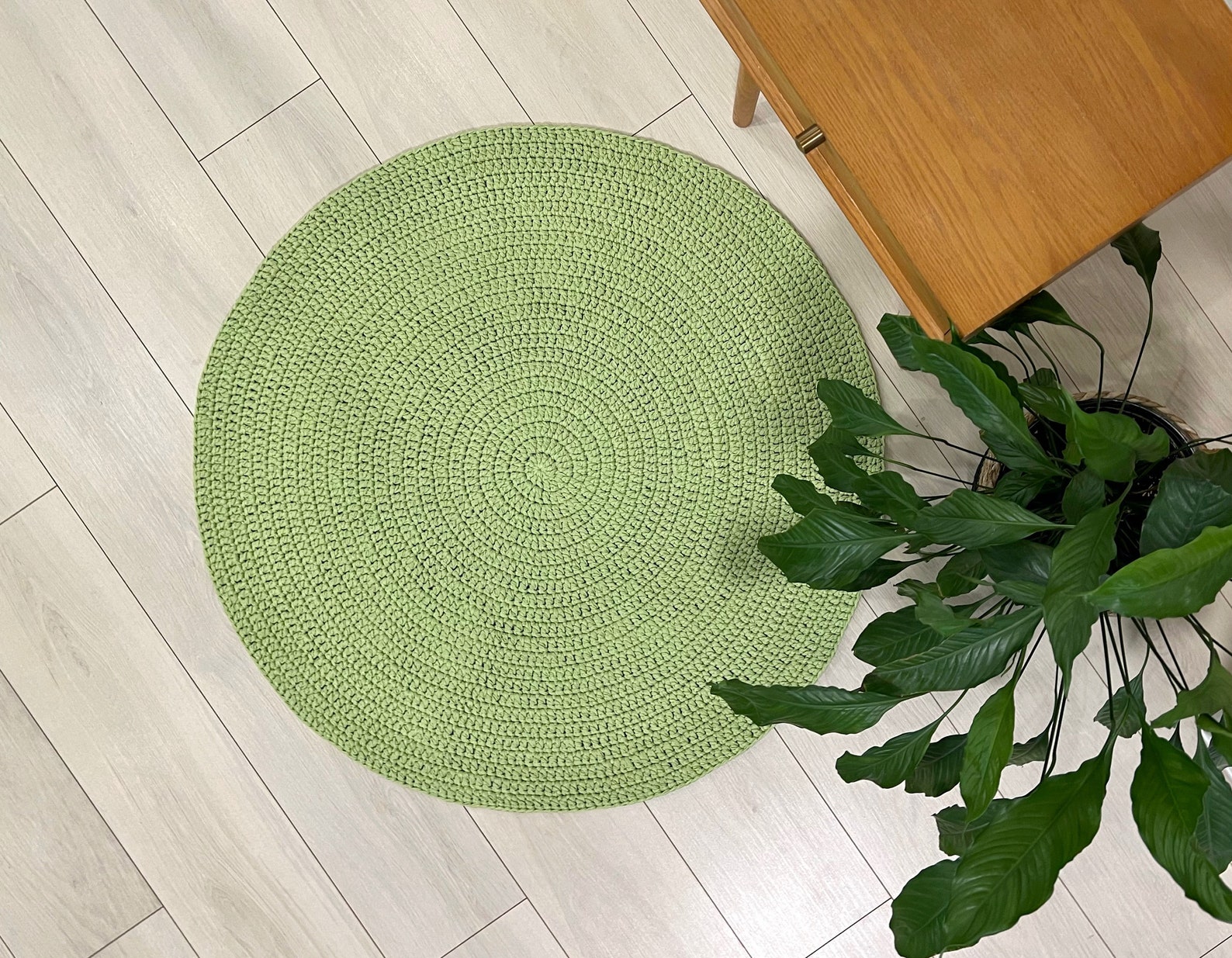 Green Circle Rug Crochet Round Rug Door Mat Round Carpet | Etsy