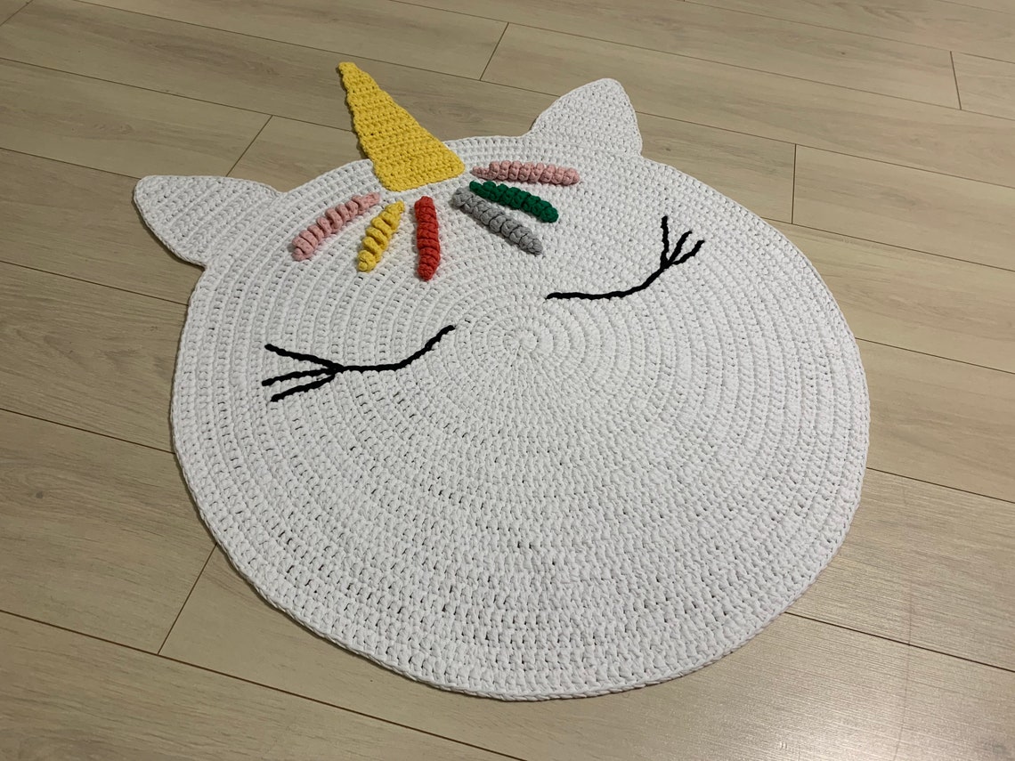 Unicorn Rug Crochet Unicorn Kids Mat Baby Carpet Carpet for Etsy